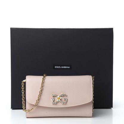 Dolce & Gabbana Dauphine Crystal Wallet On Chain Light Pink 10 of 10