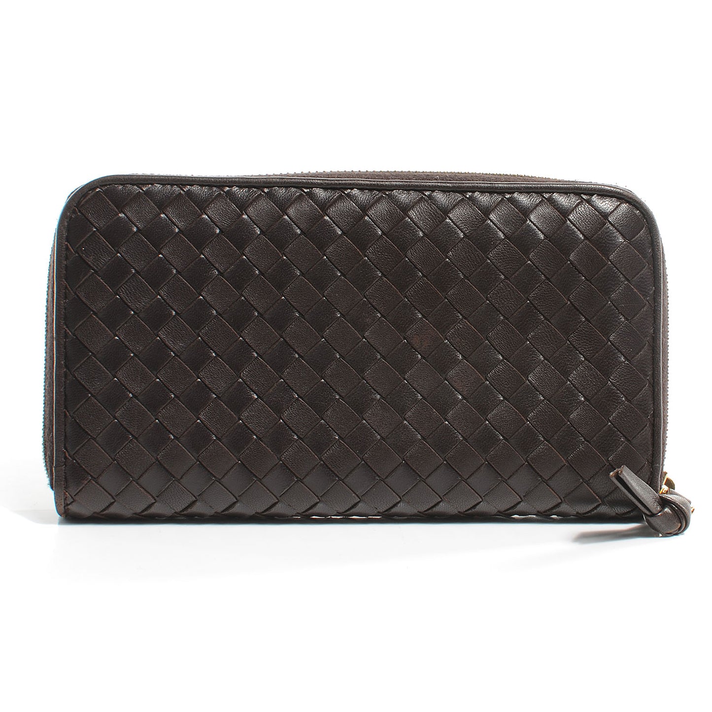 Nappa Intrecciato Zip Around Wallet Ebano