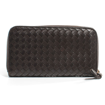 Bottega Veneta Nappa Intrecciato Zip Around Wallet Ebano 1 of 9