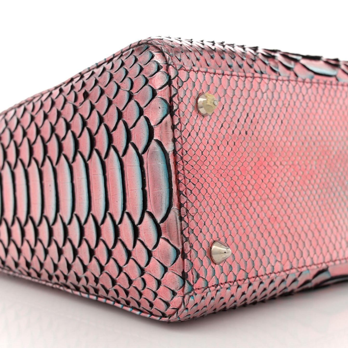 Metallic Snakeskin Medium Lady Dior Pink Blue