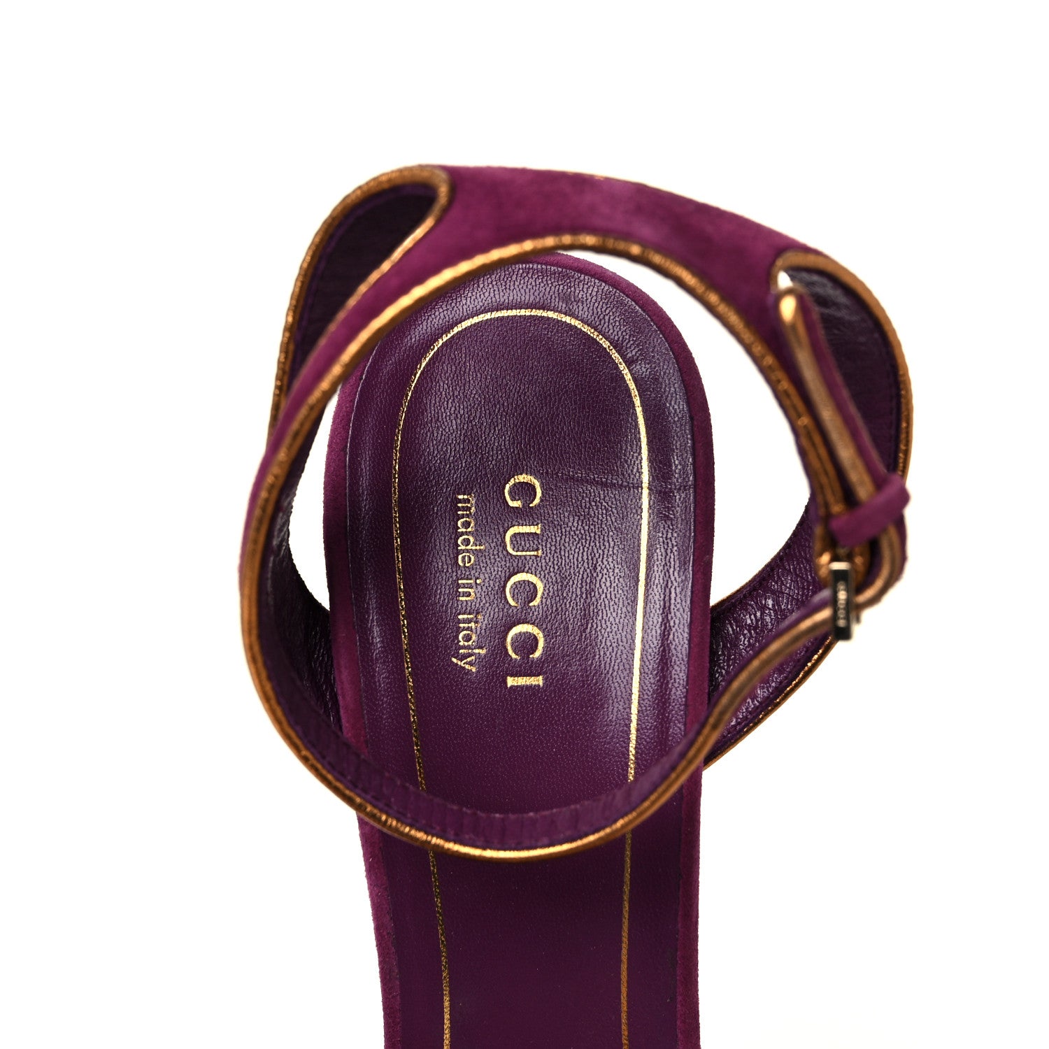 Gucci Kid Scamosciato Nappa Huston Platform Sandals 39.5 Grape Glam Tabacco 7 of 9