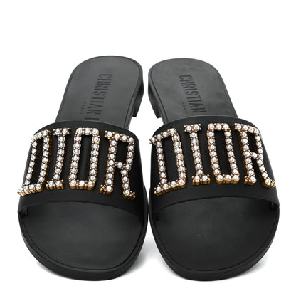 Christian Dior Matte Calfskin Pearl Dio(r)evolution Slide Sandals 39 Black 5 of 10