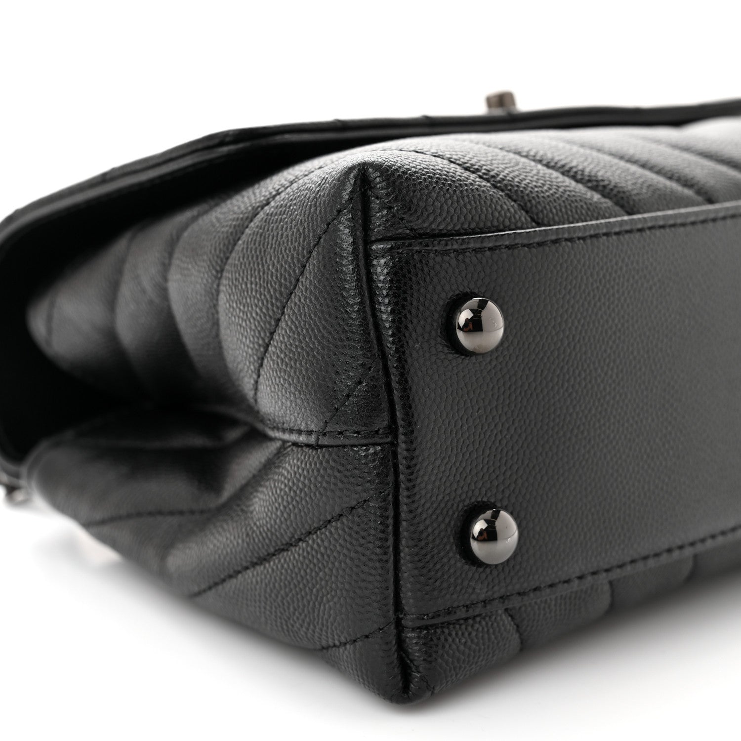 Chanel Caviar Chevron Quilted Mini Coco Handle Flap So Black 9 of 11