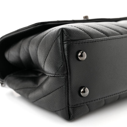 Chanel Caviar Chevron Quilted Mini Coco Handle Flap So Black 9 of 11