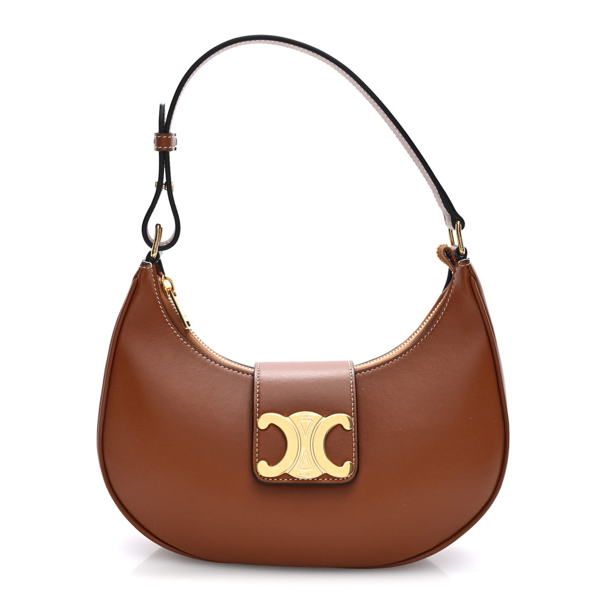Celine Smooth Calfskin Medium Strap Ava Triomphe Shoulder Bag Tan 1 of 9