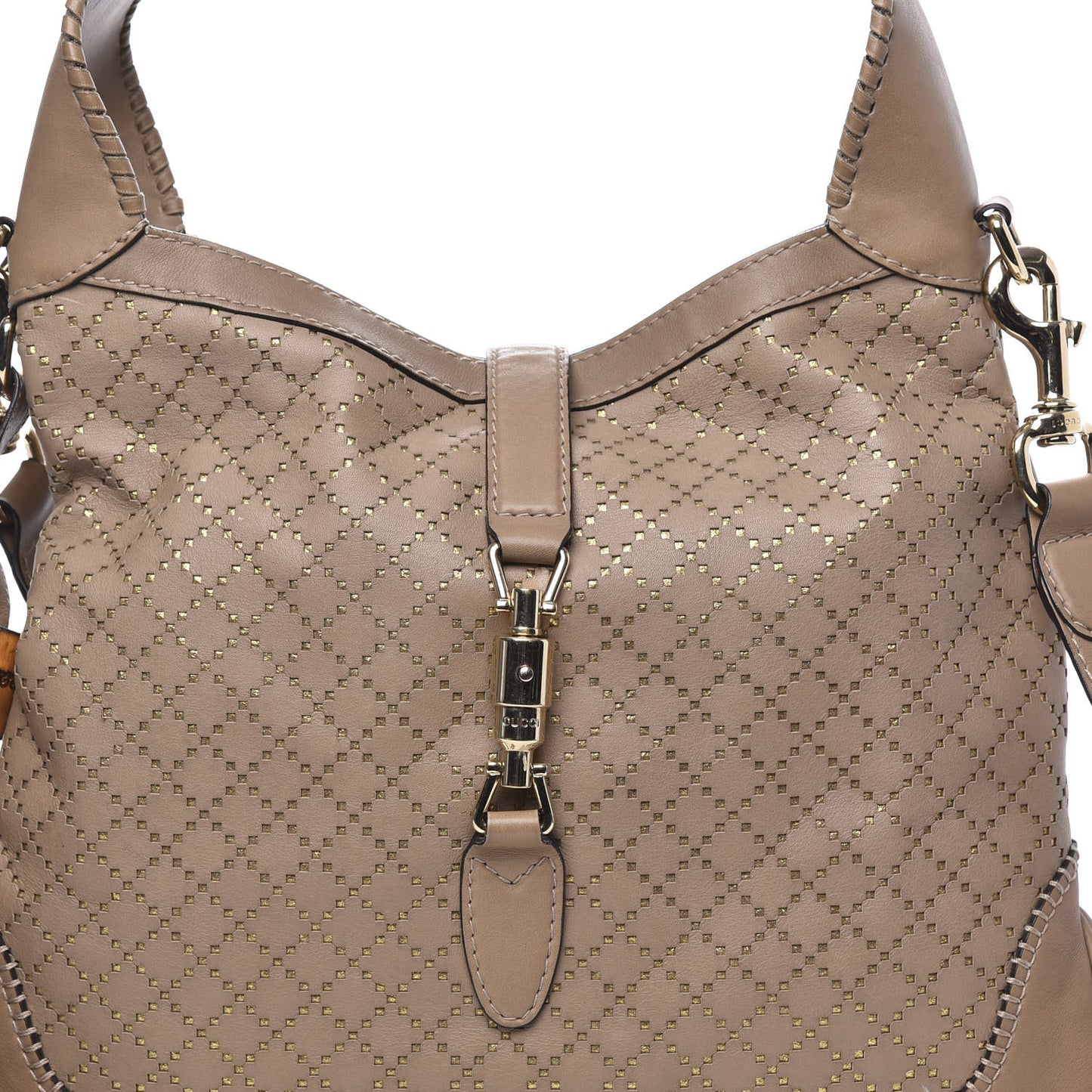 Calfskin Laser Cut Medium New Jackie Shoulder Bag Porridge
