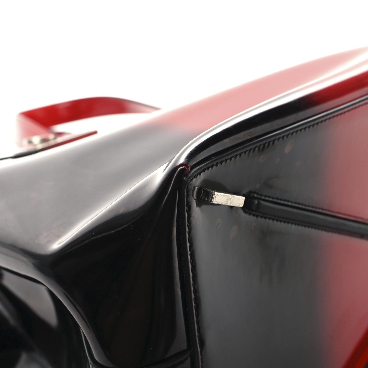 Salvatore Ferragamo Smooth Airbrushed Calfskin XL Gancini Buckles Tote Bag Flame Red Black 9 of 14