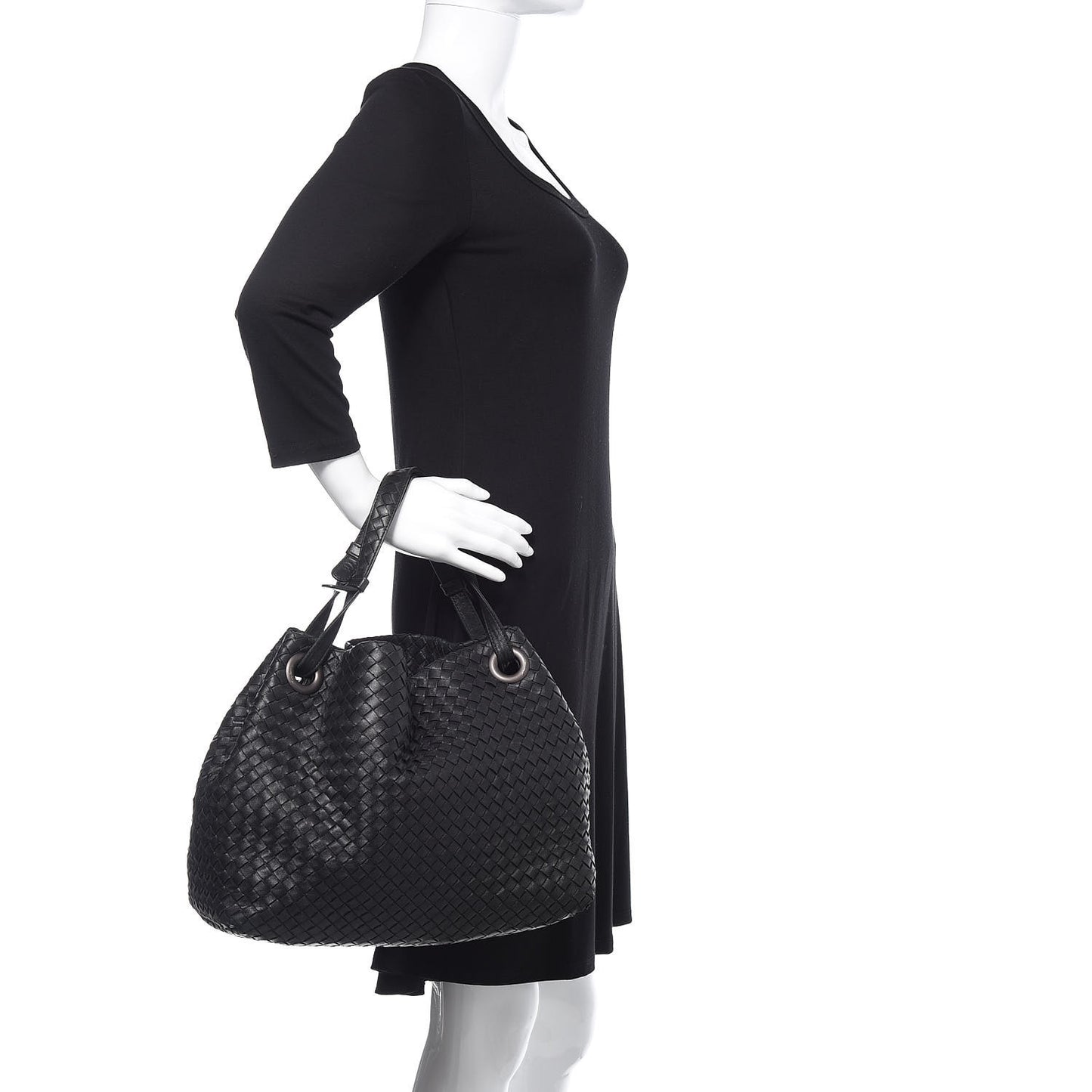 Nappa Intrecciato Medium Garda Bag Black