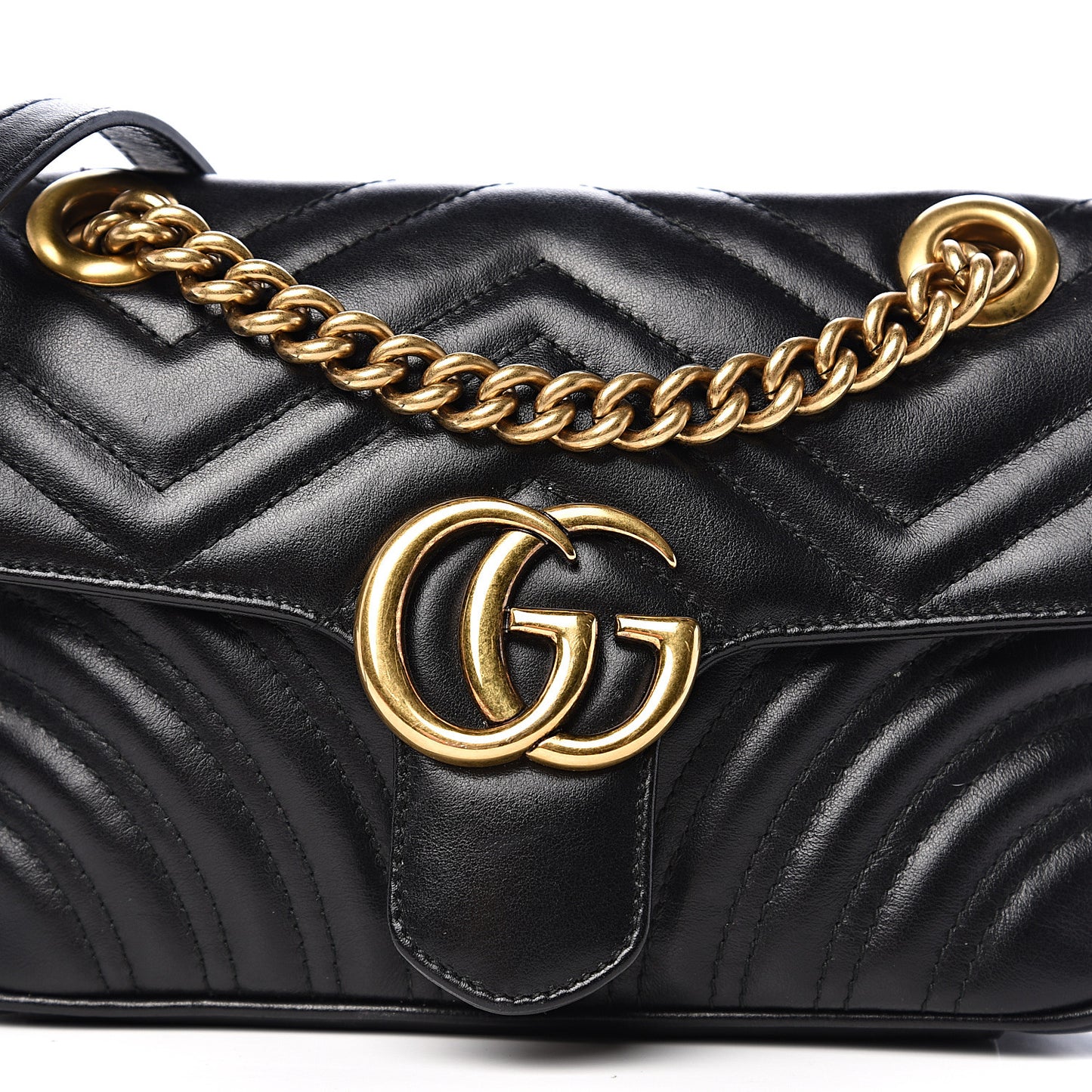 Calfskin Matelasse Mini GG Marmont Shoulder Bag Black