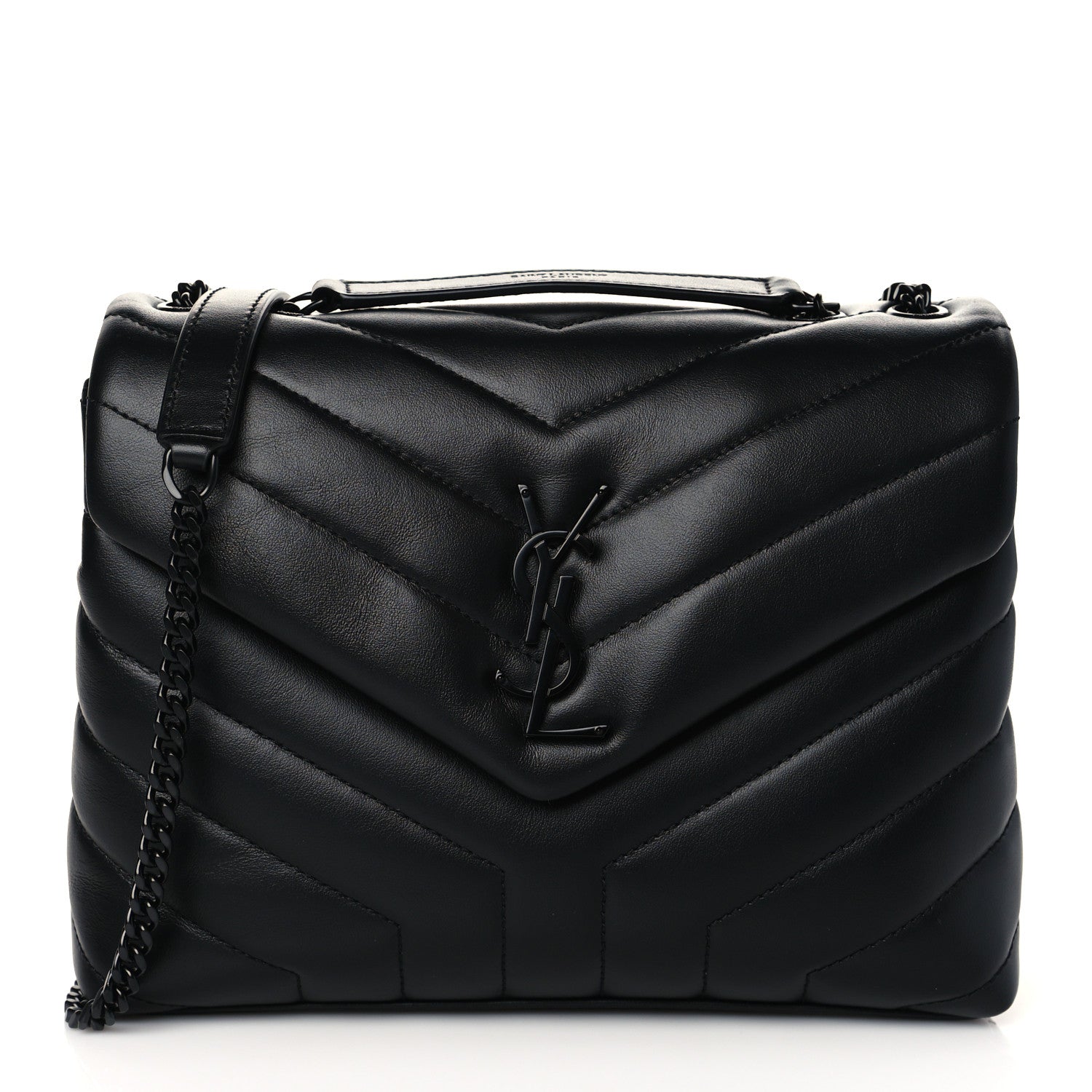 Saint Laurent Calfskin Y Quilted Monogram Monochrome Small Loulou Chain Satchel Black 1 of 10