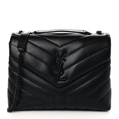Saint Laurent Calfskin Y Quilted Monogram Monochrome Small Loulou Chain Satchel Black 1 of 10