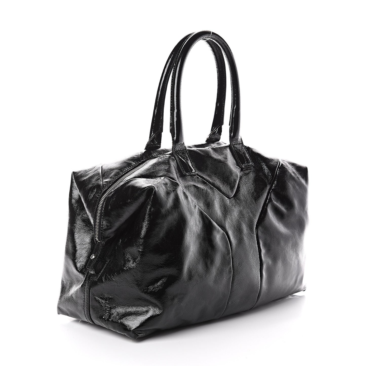 Textured Patent Medium Easy Y Bag Black