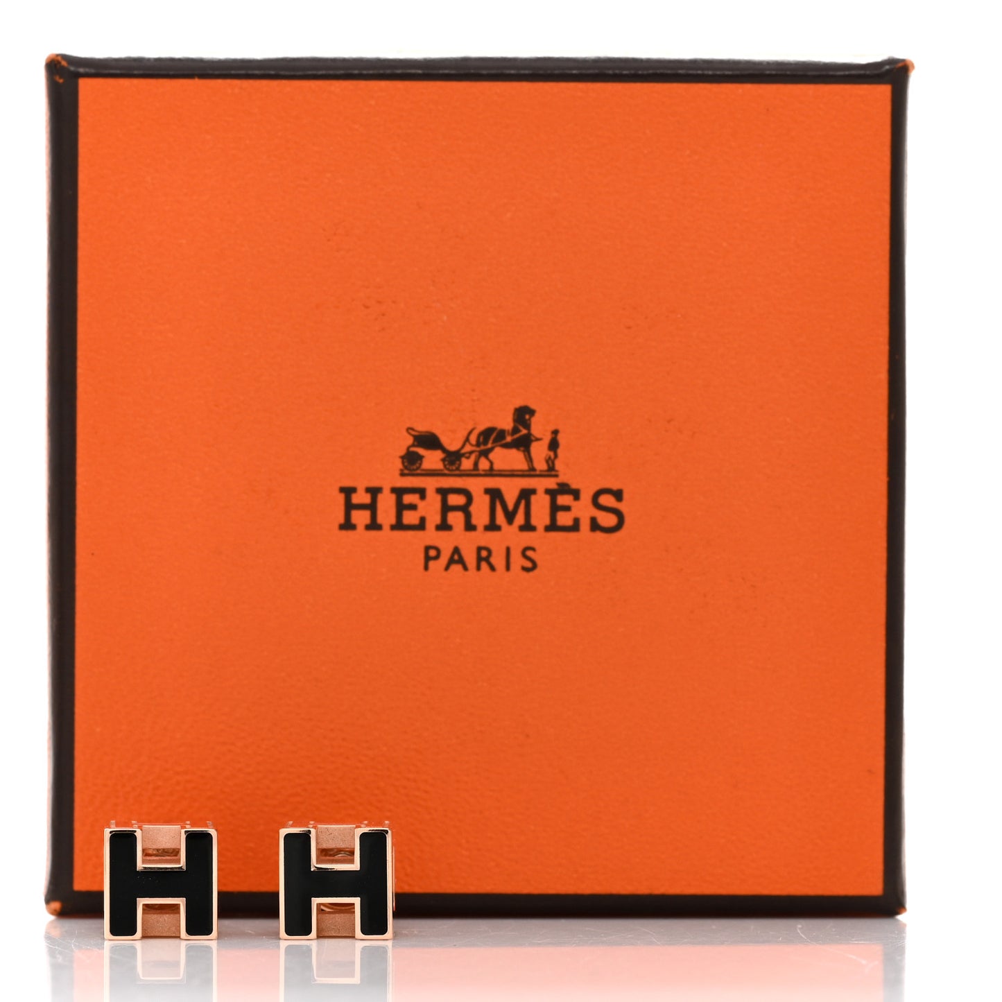 Rose Gold Lacquered Cage d'H Earrings Black