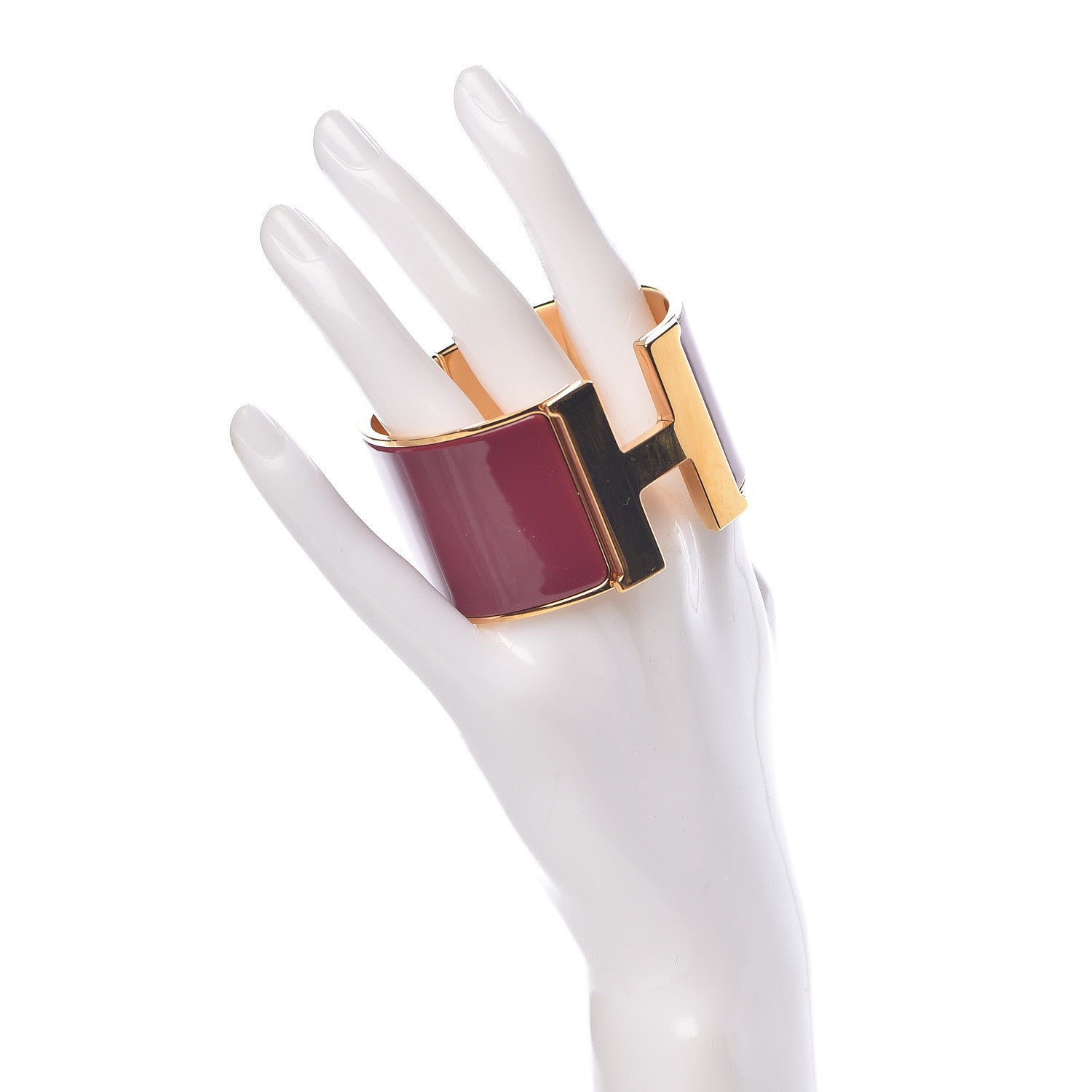 Hermes Enamel Extra Wide Clic Clac H Bracelet PM Rouge De Chine 2 of 4