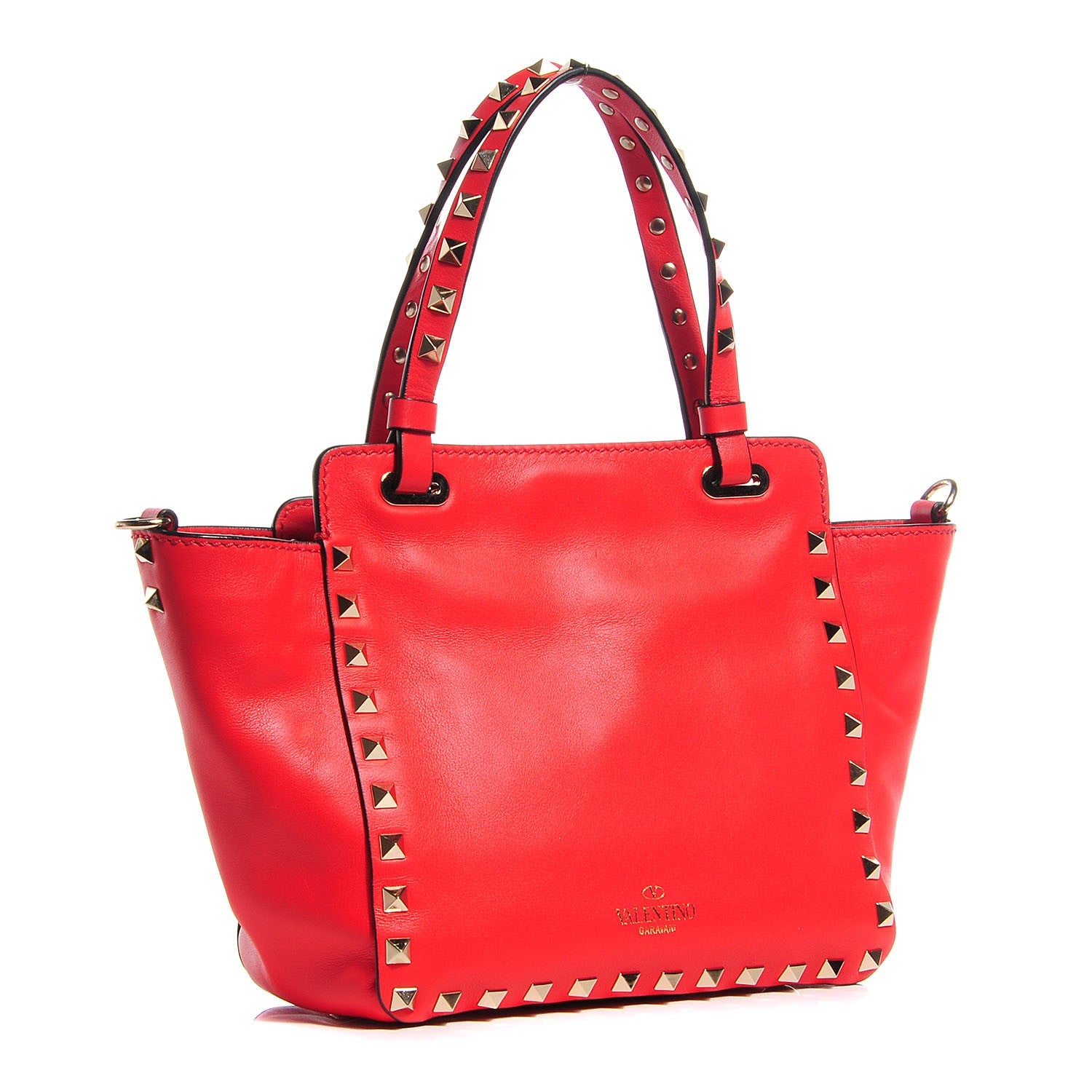Valentino Garavani Vitello Mini Rockstud Tote Deep Orange 3 of 7
