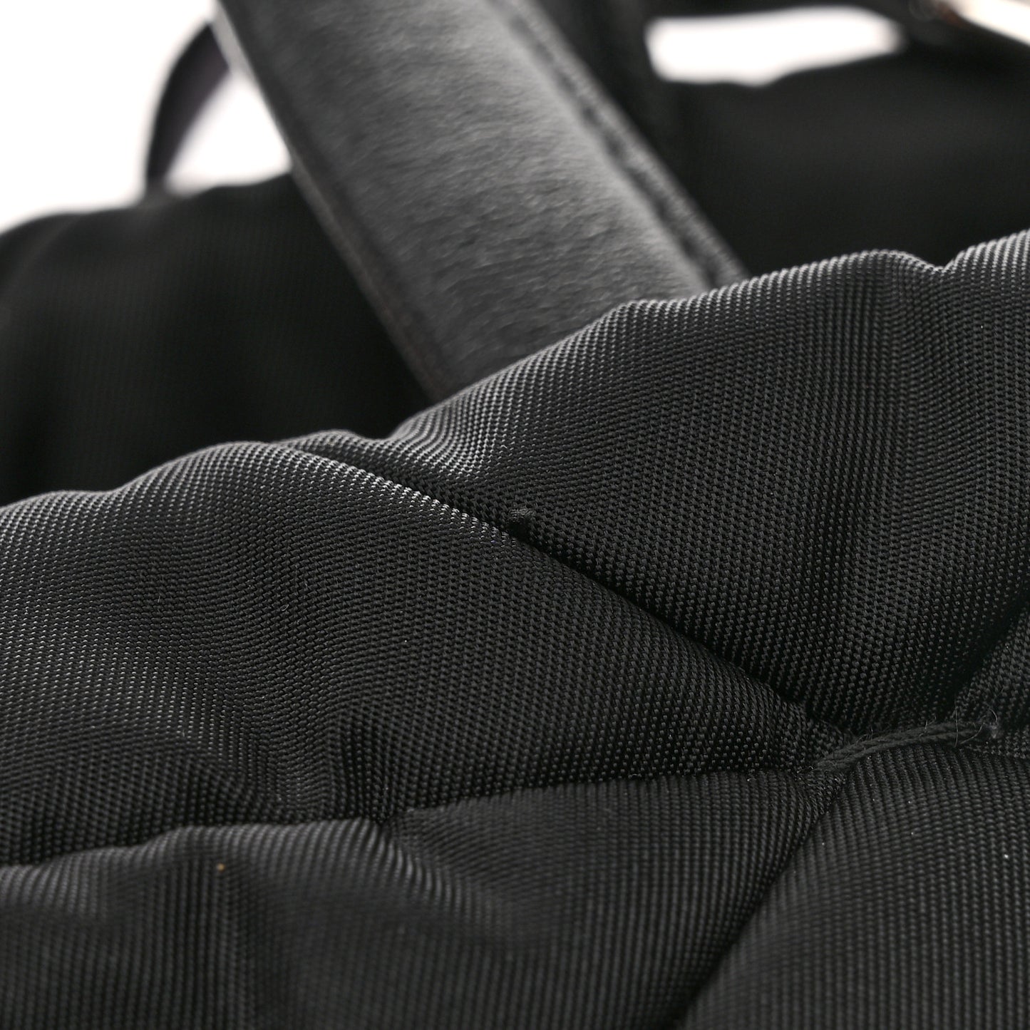 Re-Nylon Nappa Triangle Quilted Padded Double Handled Zip Pocket Tote Black