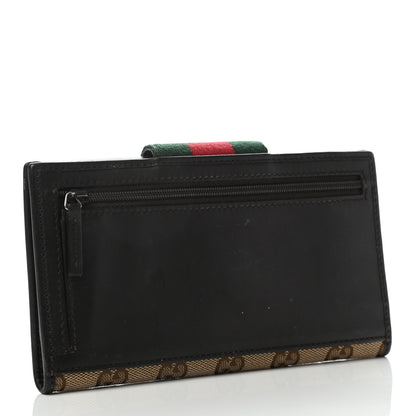 Gucci Monogram Calfskin Ladies Web Continental Wallet Beige Ebony Cocoa 3 of 7