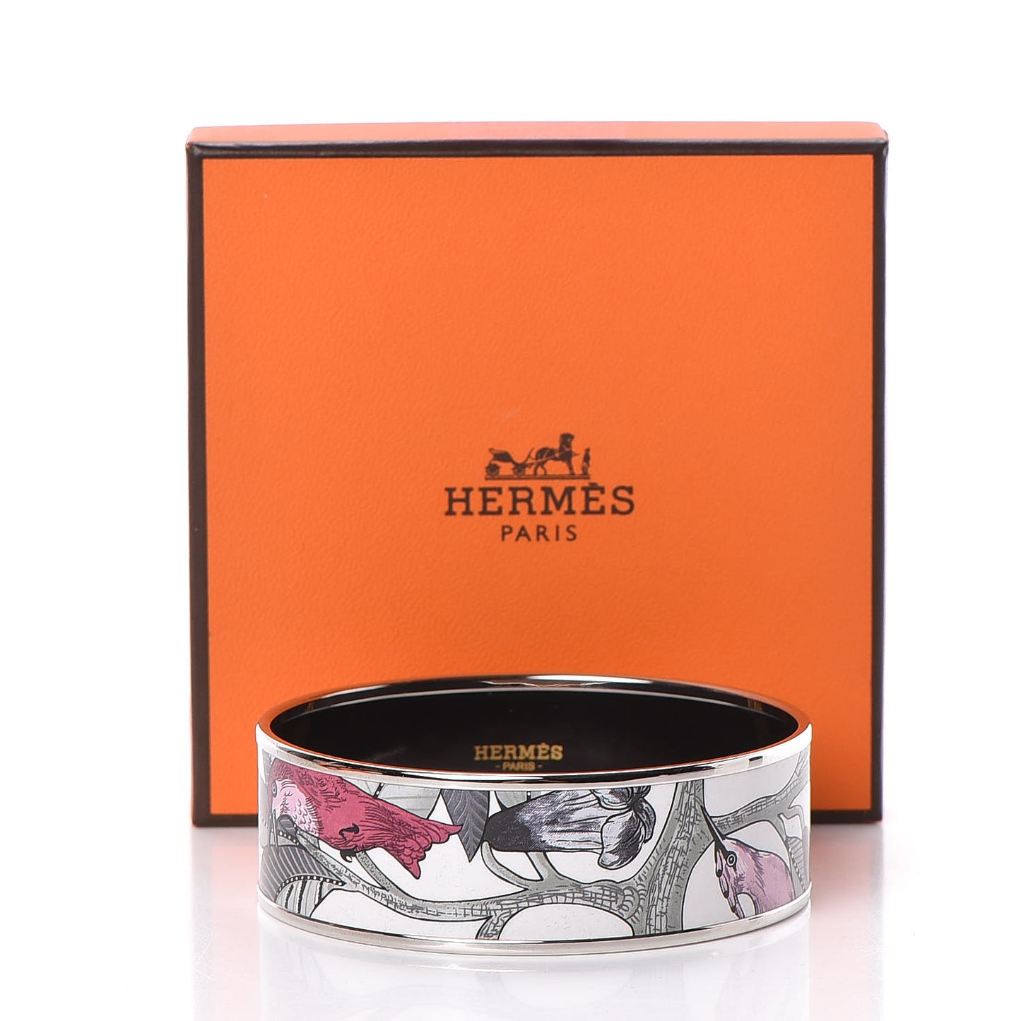 Enamel Printed Tree of Song Wide Bracelet 70 Faux Gris