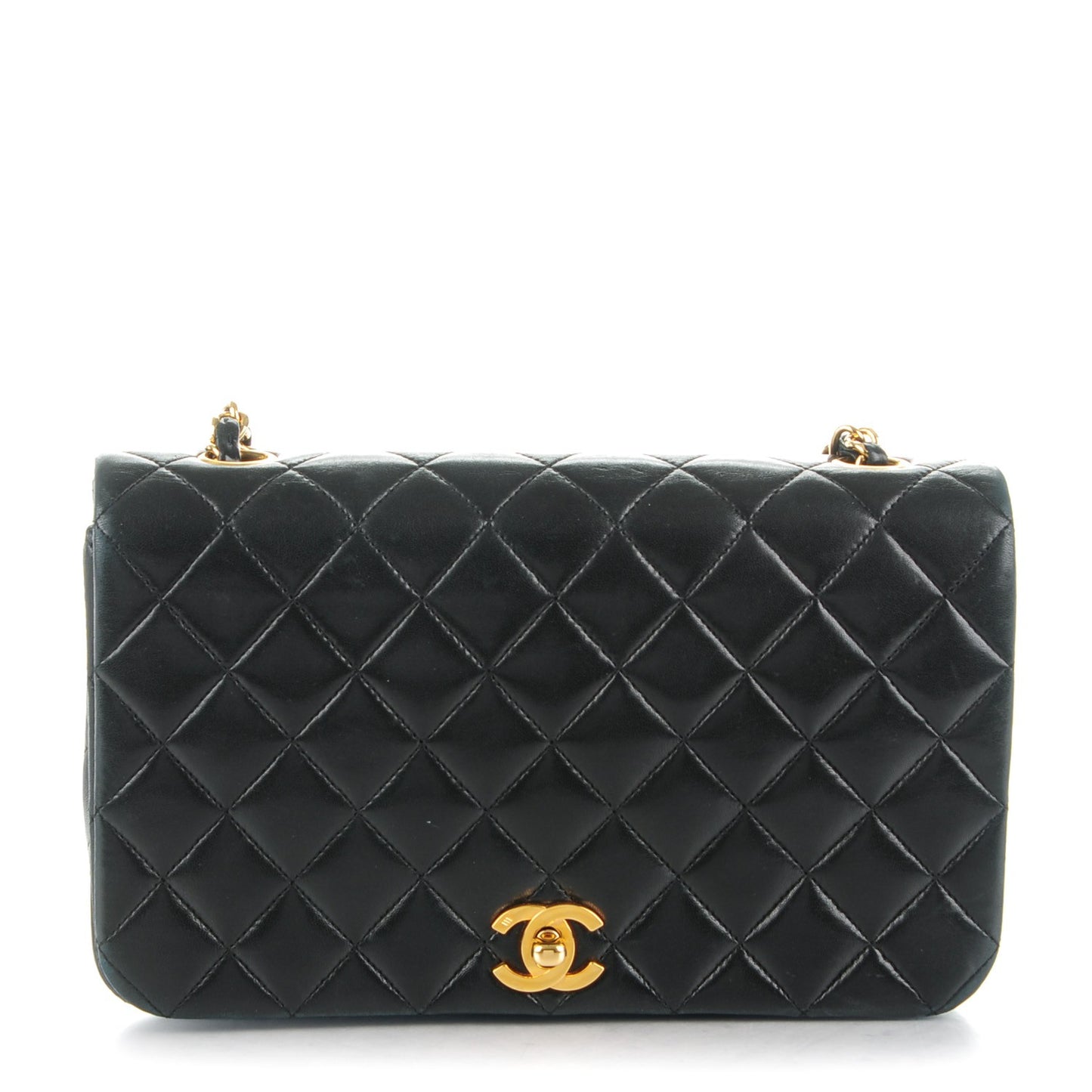 Lambskin Quilted Small Single Flap Black