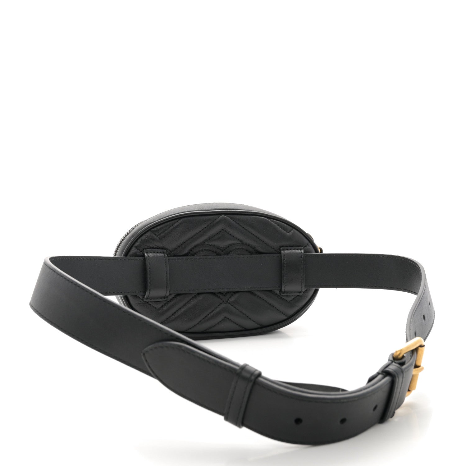 Gucci Calfskin Matelasse GG Marmont Belt Bag 85 34 Black 3 of 12