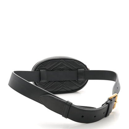 Gucci Calfskin Matelasse GG Marmont Belt Bag 85 34 Black 3 of 12