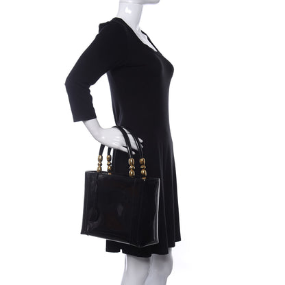 Christian Dior Patent Gold Beaded Malice Tote Black 2 of 14