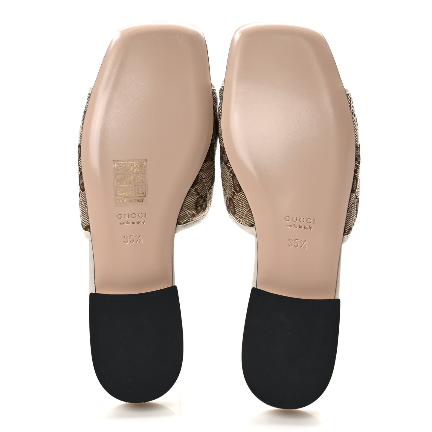 Monogram Matelasse Diagonal GG Marmont Flat Slide Sandals 35.5 Beige Ebony Mystic White