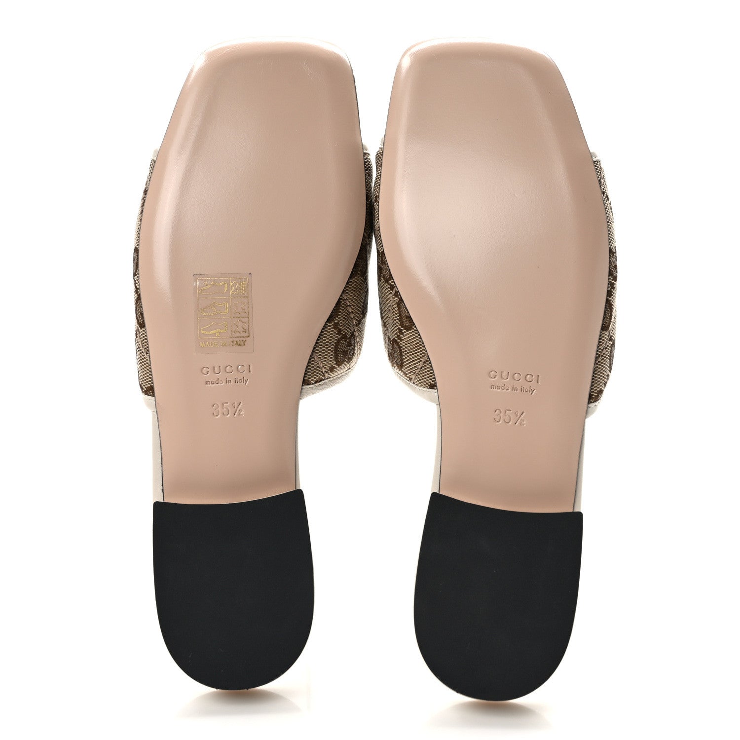 Gucci Monogram Matelasse Diagonal GG Marmont Flat Slide Sandals 35.5 Beige Ebony Mystic White 5 of 8