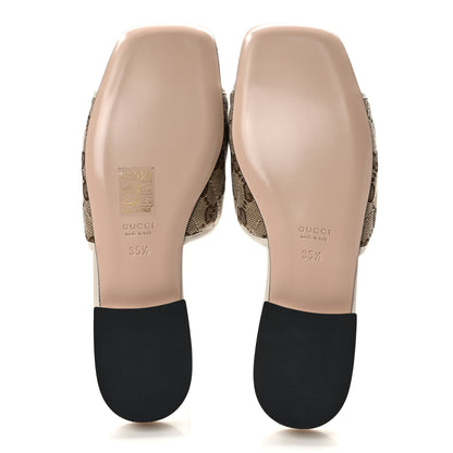 Gucci Monogram Matelasse Diagonal GG Marmont Flat Slide Sandals 35.5 Beige Ebony Mystic White 5 of 8