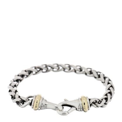 David Yurman Sterling Silver 14K Yellow Gold 6mm Wheat Chain Bracelet 2 of 3