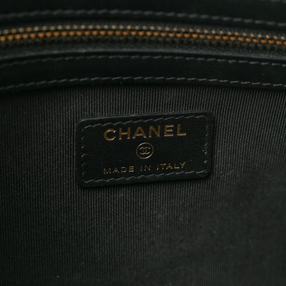 Chanel Calfskin Crocodile Embossed Graffiti 2.55 Medium Cocodile Reissue Cosmetic Case Black Gold 6 of 7
