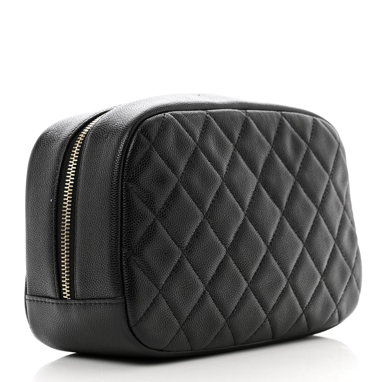 Caviar Quilted Medium Curvy Pouch Cosmetic Case Black