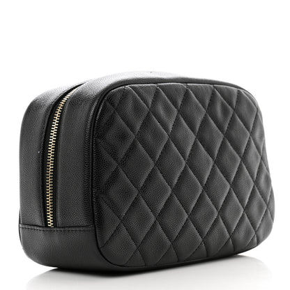 Chanel Caviar Quilted Curvy Pouch Cosmetic Case Black 3 of 7