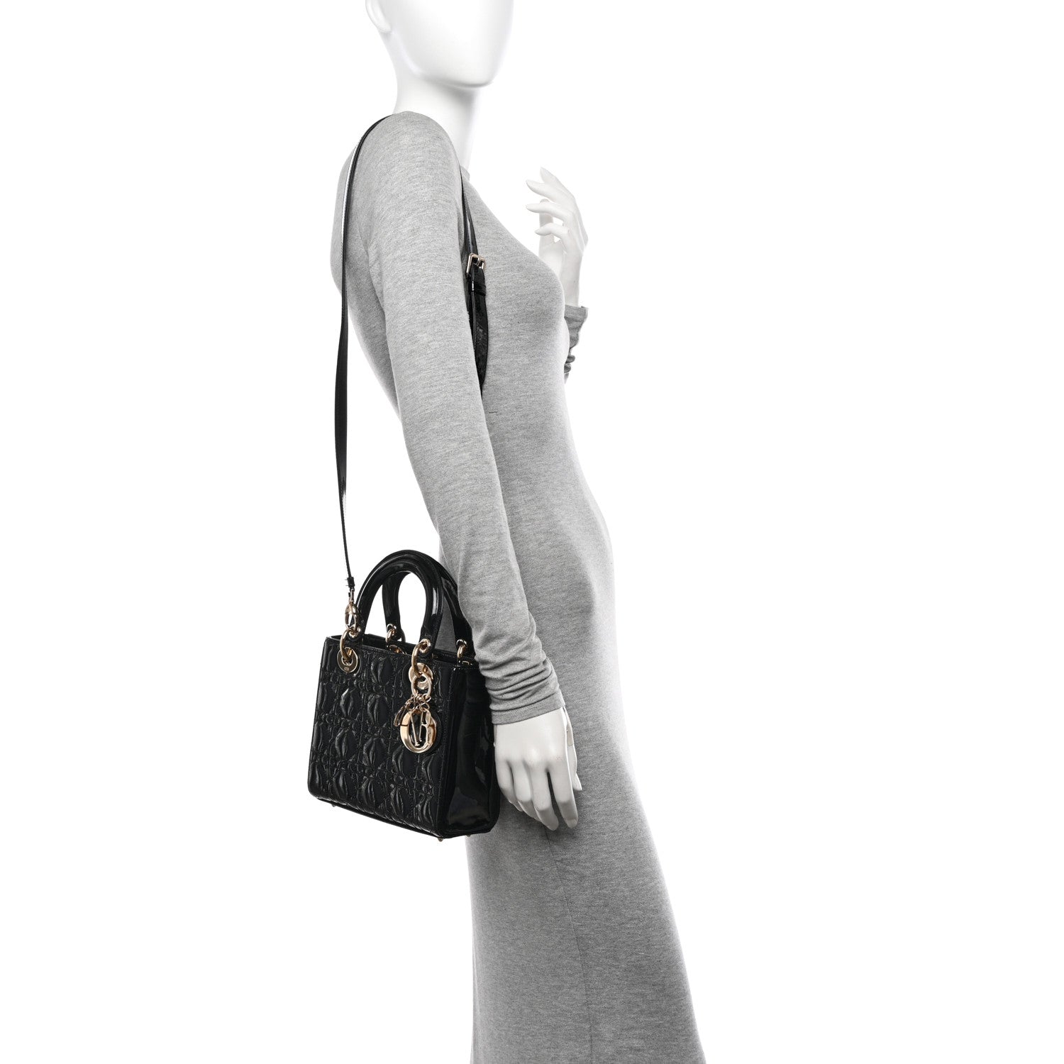 Christian Dior Patent Cannage Small Lady Dior Black 2 of 11