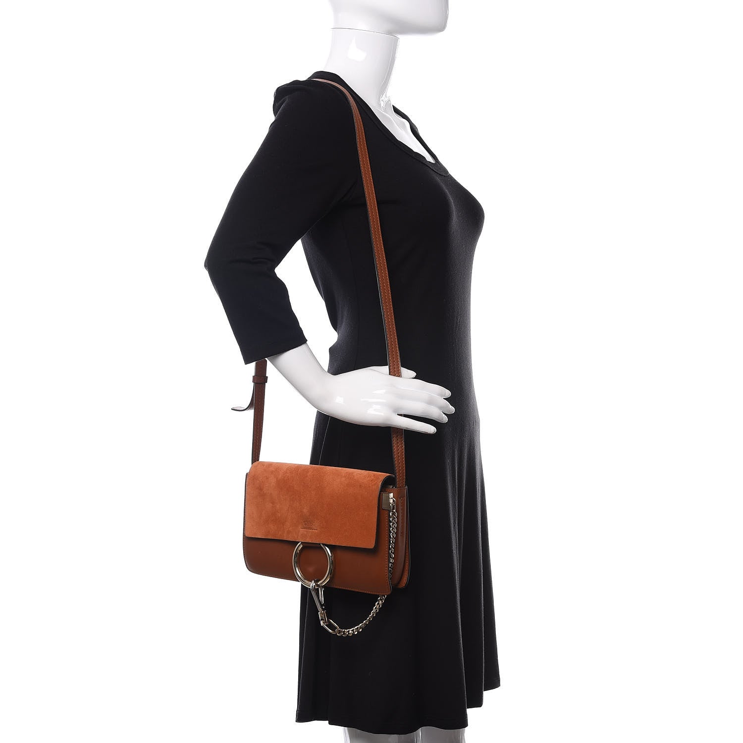 Chloe Suede Calfskin Small Faye Shoulder Bag Tobacco 2 of 14