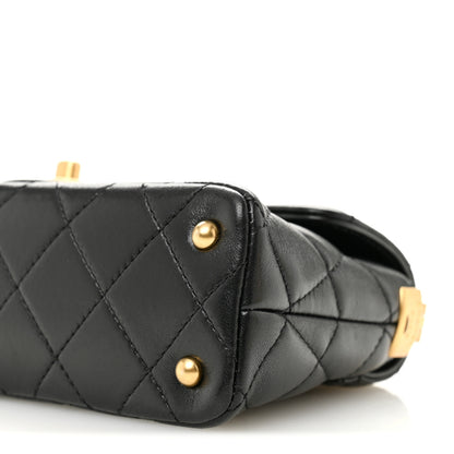 Chanel Lambskin Quilted Mini Flap Top Handle Bag Black 10 of 11