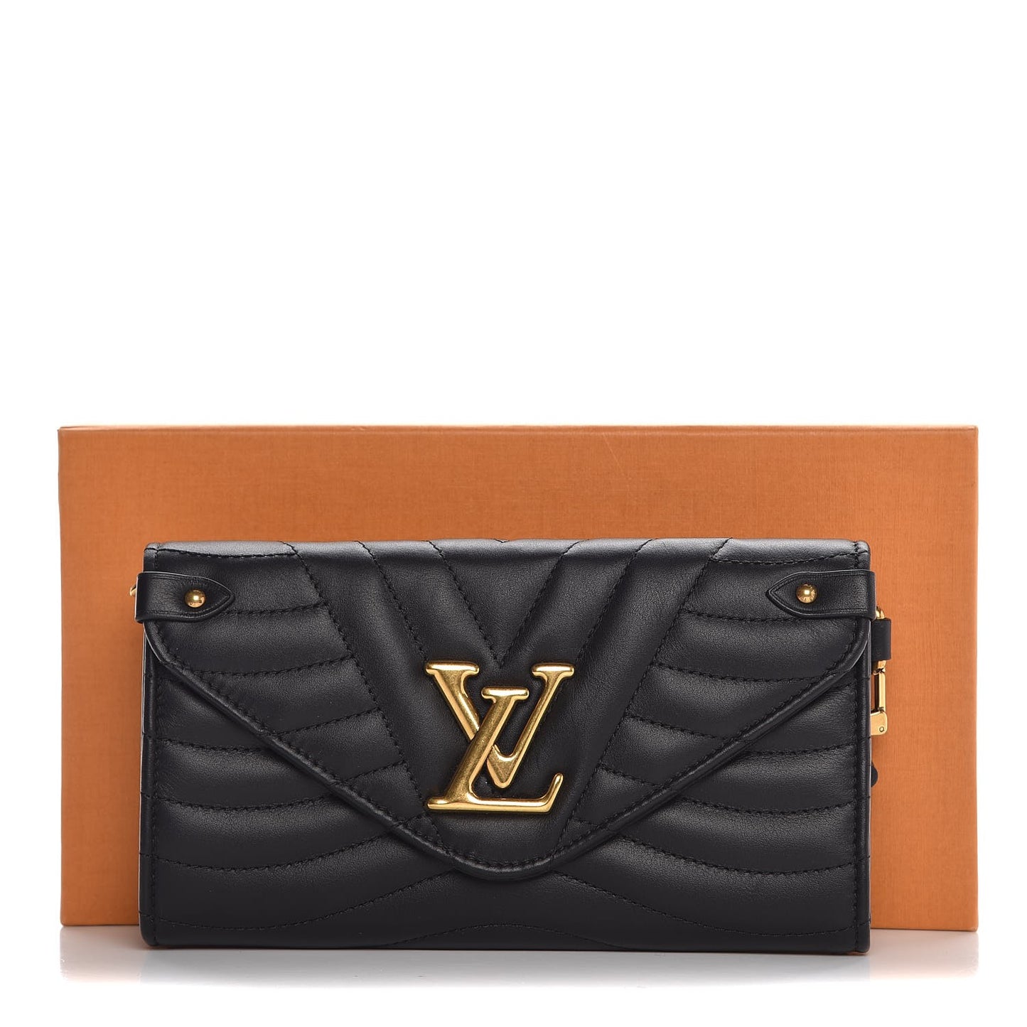 Calfskin New Wave Long Wallet Black