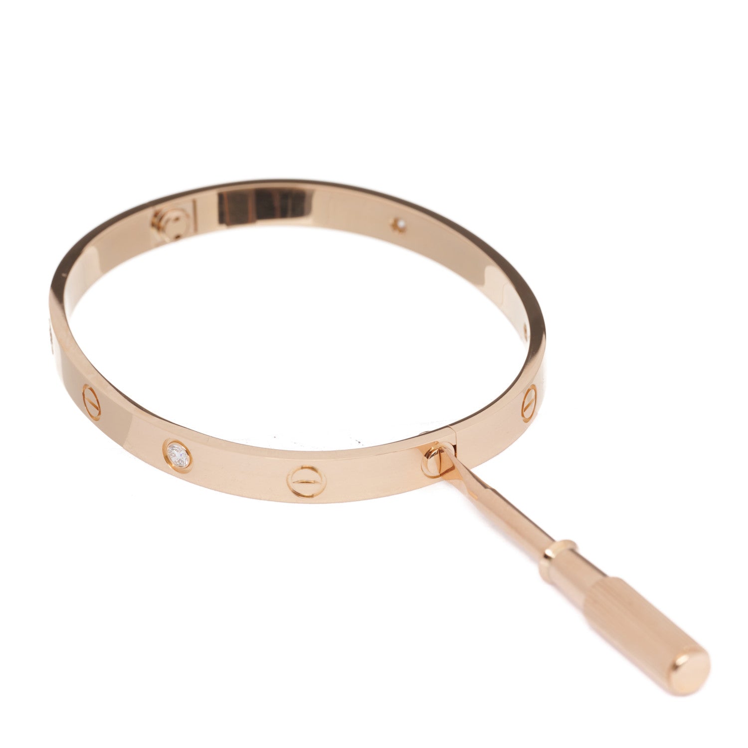 Cartier 18K Pink Gold 4 Diamond LOVE Bracelet 18 5 of 5