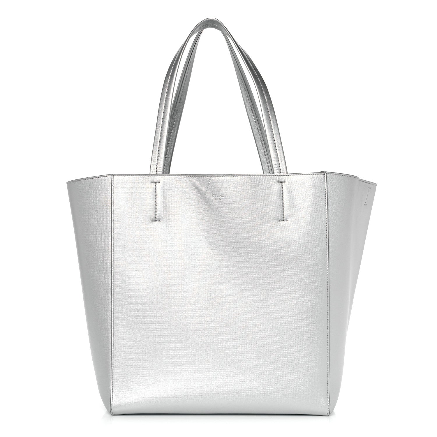 Celine Metallic Grained Calfskin Horizontal Cabas Phantom Silver 1 of 10