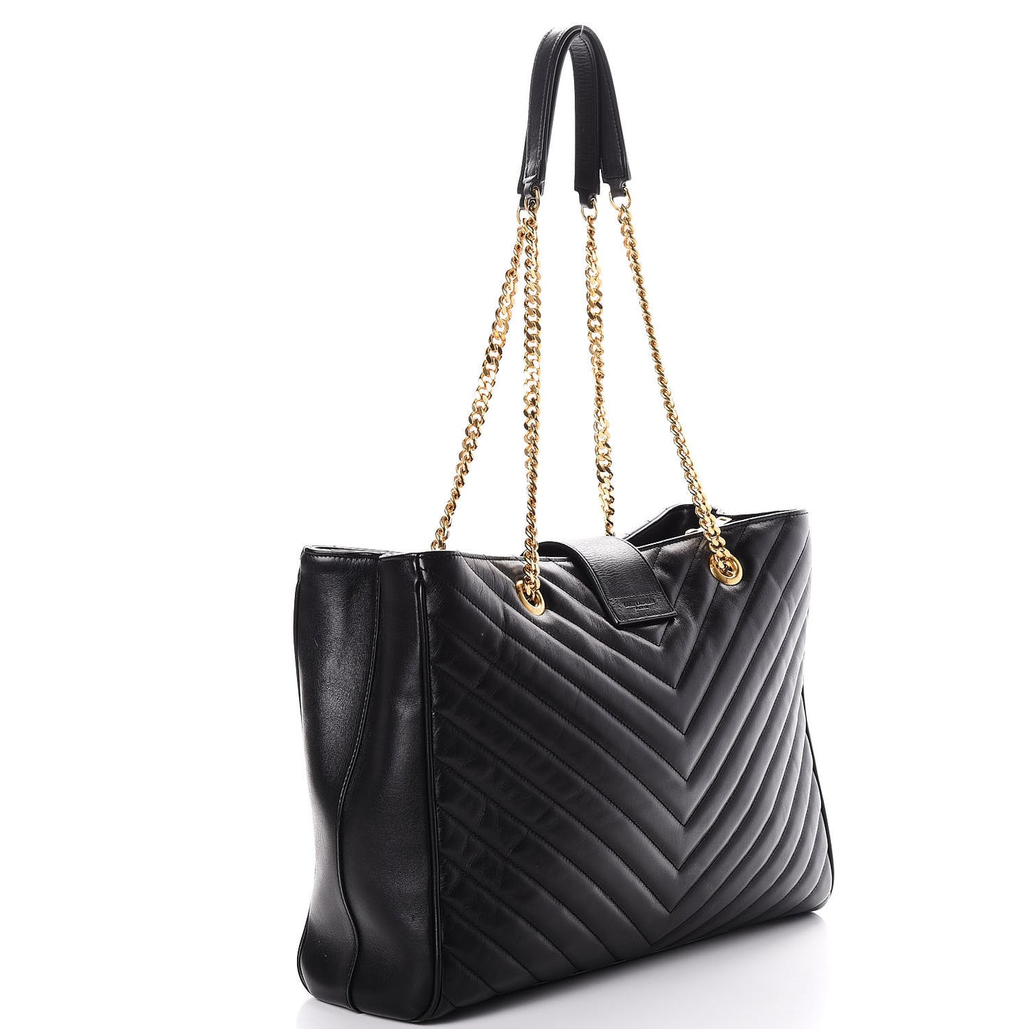 Grain De Poudre Matelasse Chevron Monogram Shopping Bag Black