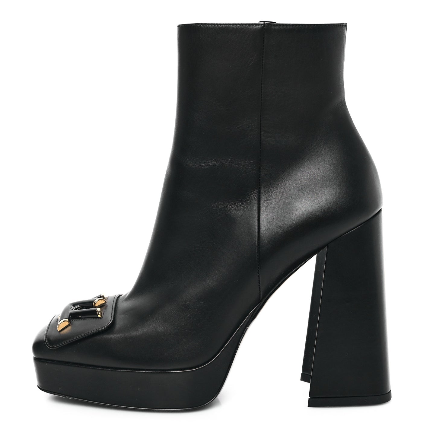 Calfskin Shake Platform Ankle Boots 38 Black