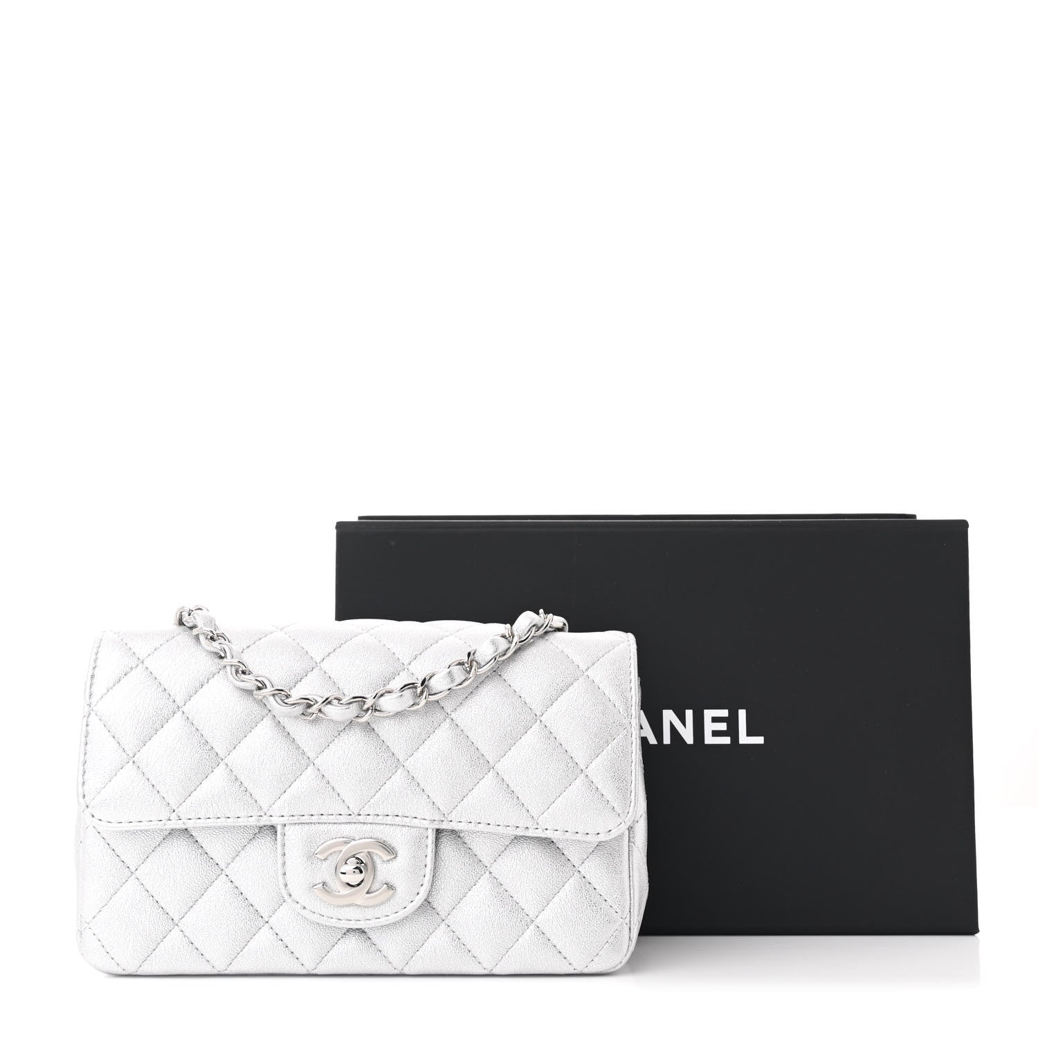 Chanel Metallic Calfskin Quilted Mini Rectangular Flap Silver 11 of 11