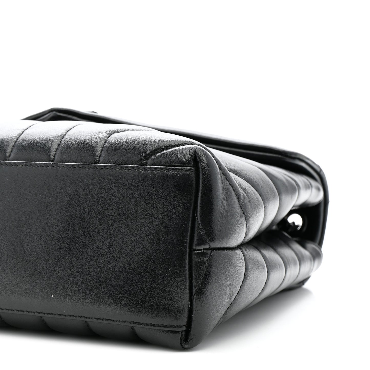 Calfskin Y Quilted Monogram Monochrome Small Loulou Chain Satchel Black