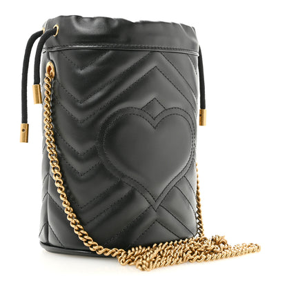 Gucci Calfskin Matelasse Mini GG Marmont 2.0 Bucket Bag Black 3 of 10