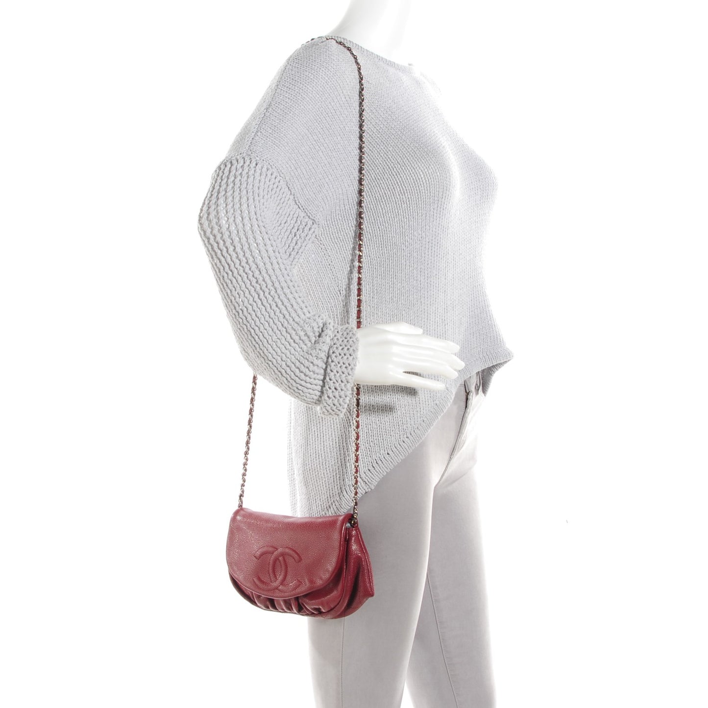 Caviar Half Moon Wallet On Chain WOC Dark Red