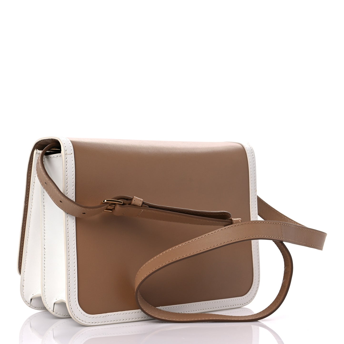Smooth Calfskin Monogram Medium TB Bag Chalk White Camel