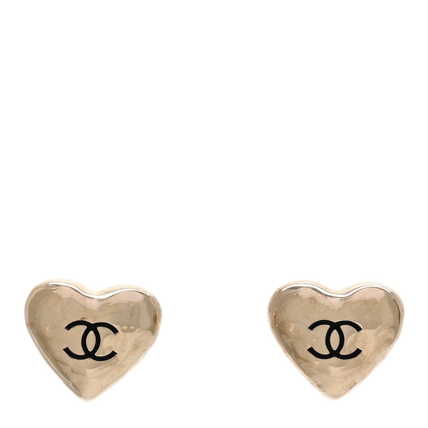 Chanel CC Heart Earrings Gold 1 of 5