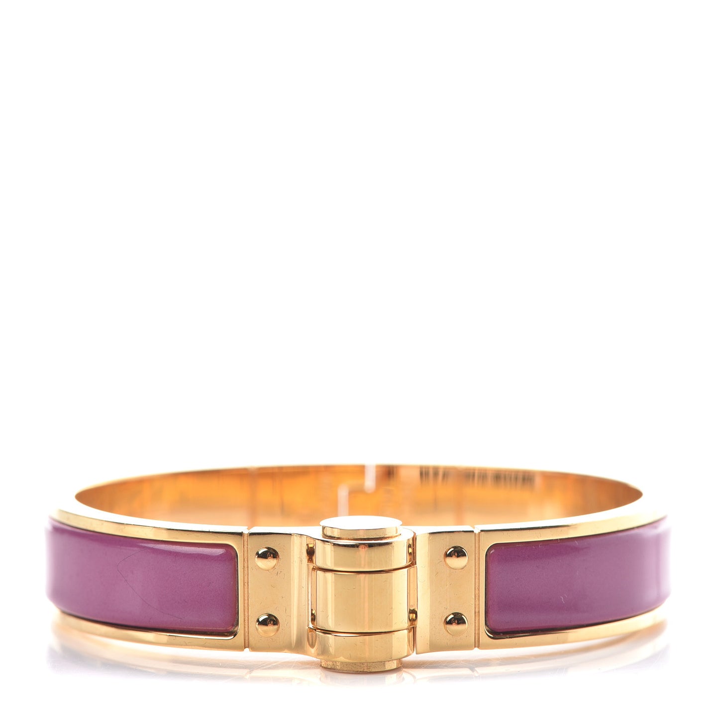 Enamel Charniere Uni Narrow Hinged Bracelet S Rose Azalee