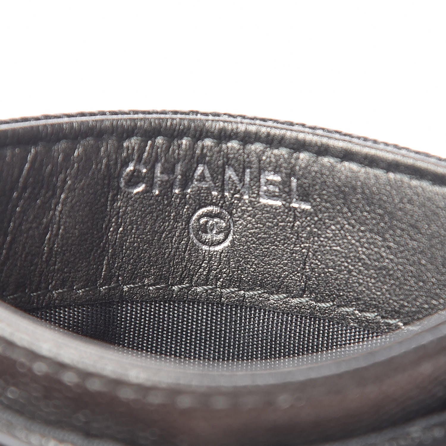 Chanel Metallic Caviar Quilted Filigree Card Holder Dark Silver 7 of 9