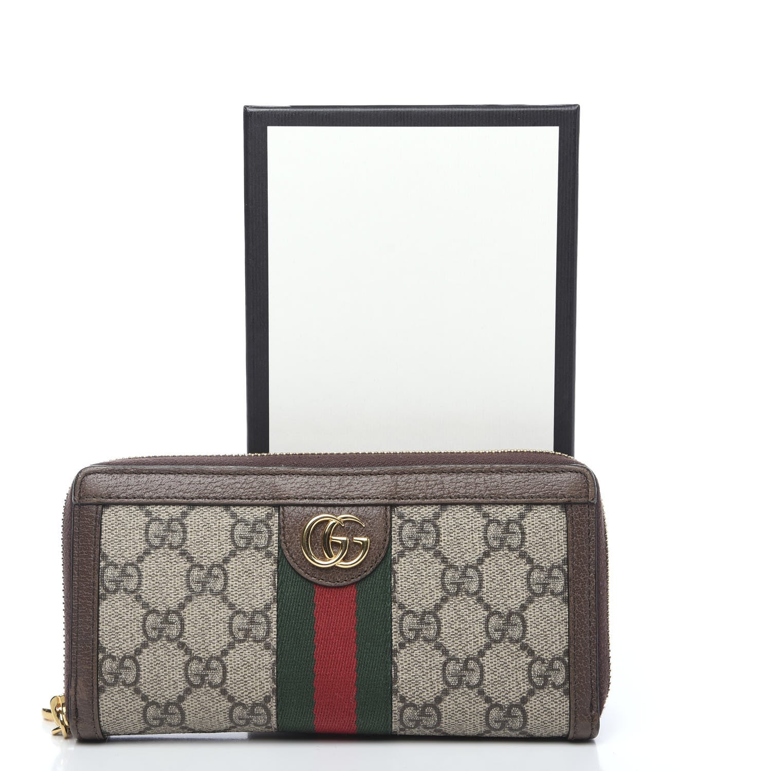 Gucci GG Supreme Monogram Web Ophidia Zip Around Wallet Brown 9 of 9